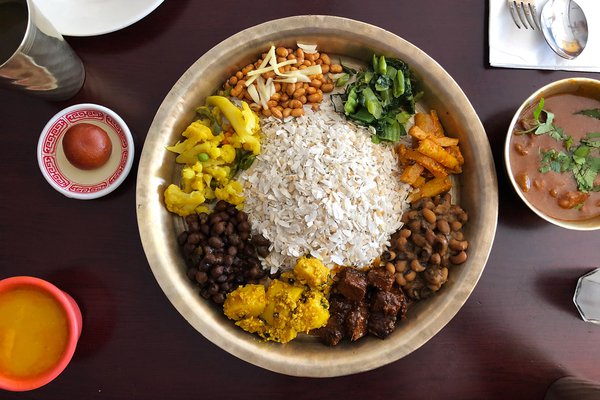 A traditional Newari thali from Woodside Cafe.