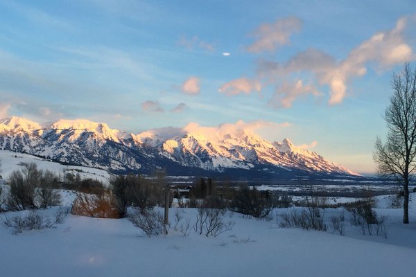 Sunrise over the Teton Mountains.