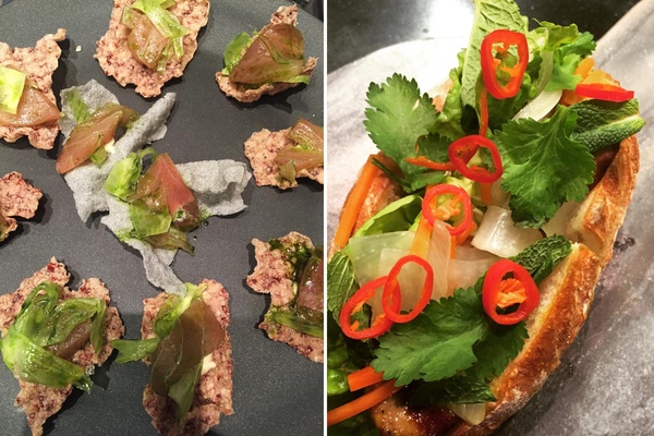 rice crackers and foie gras banh mi