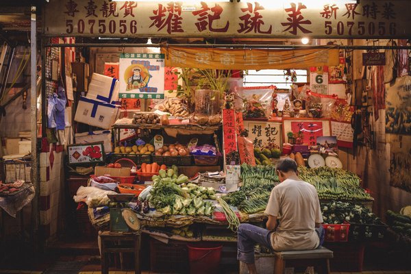 A street market stall in Hong Kong