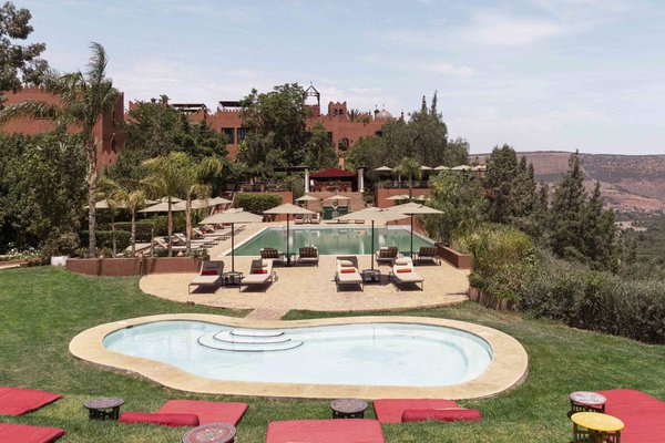 The pools at Kasbah Tamadot, Morocco