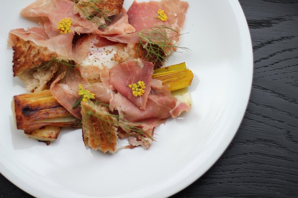 Leeks with poached eggs and ham from Le Sel.
