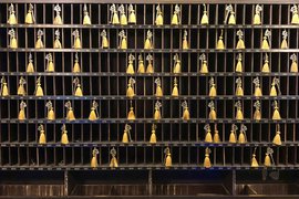 A rack of hotel keys.