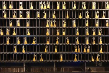 A rack of hotel keys.