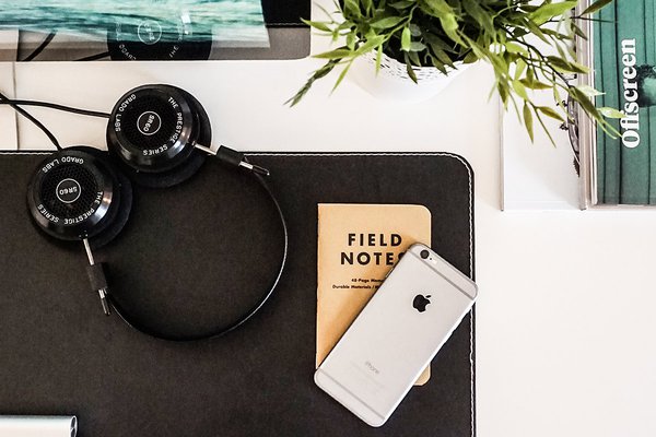 Headphone and iPhone Photograph