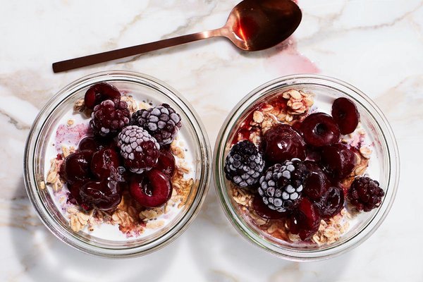 Almond-butter cherry overnight oats.  from Well + Good's cookbook.