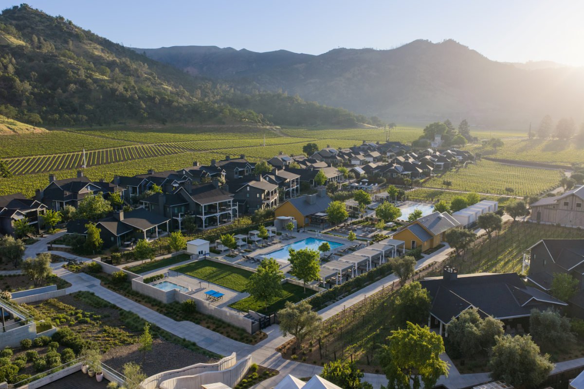 An aerial view of Four Seasons Resort and Residences Napa Valley. An aerial view of Four Seasons Resort and Residences Napa Valley.