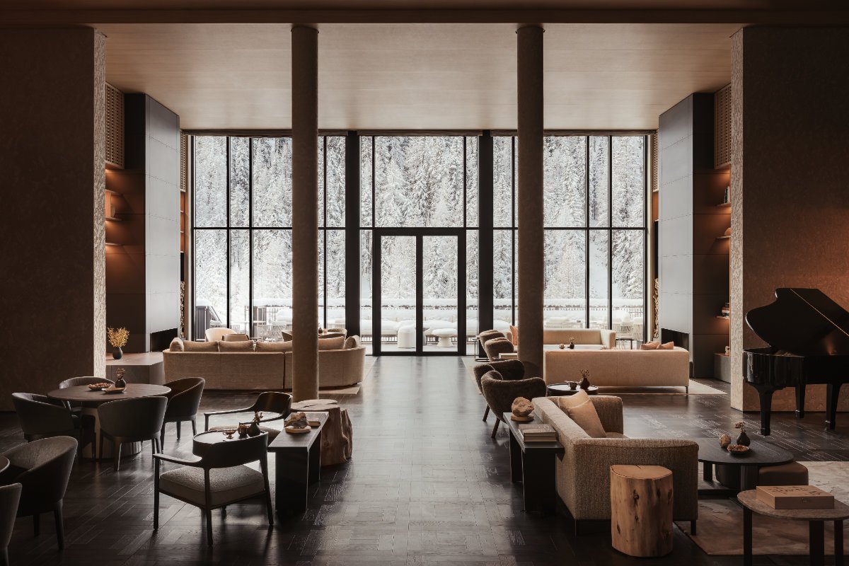 The entrance hall at Aman Rosa Alpina