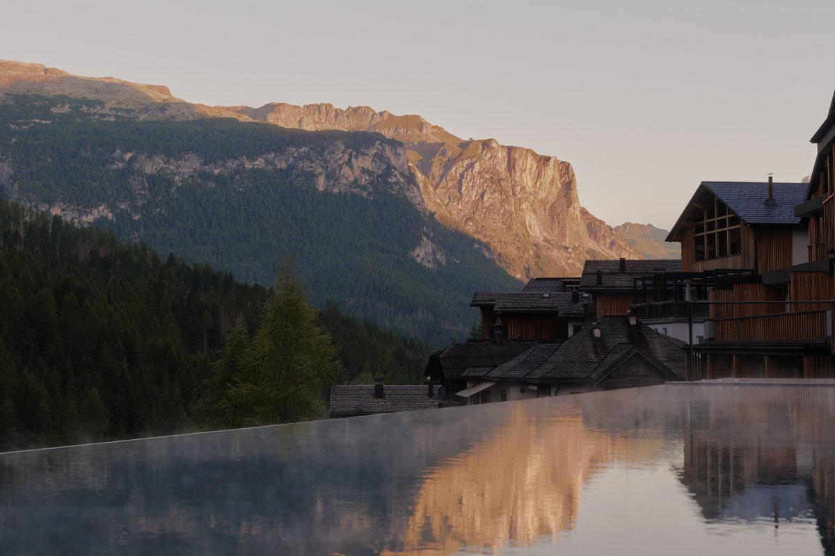 The outdoor pool at Aman Rosa Alpina. 
