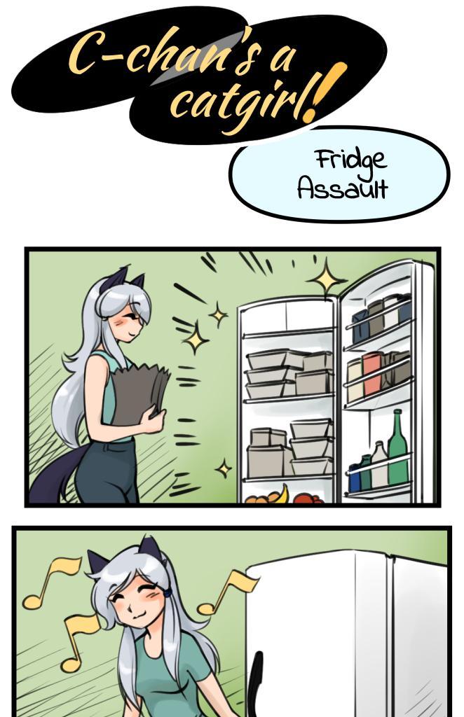 C-chan's a Catgirl! - Episode 3, Page 1: 003 - Fridge Assault