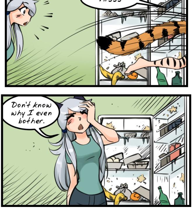 C-chan's a Catgirl! - Episode 3, Page 1: 003 - Fridge Assault