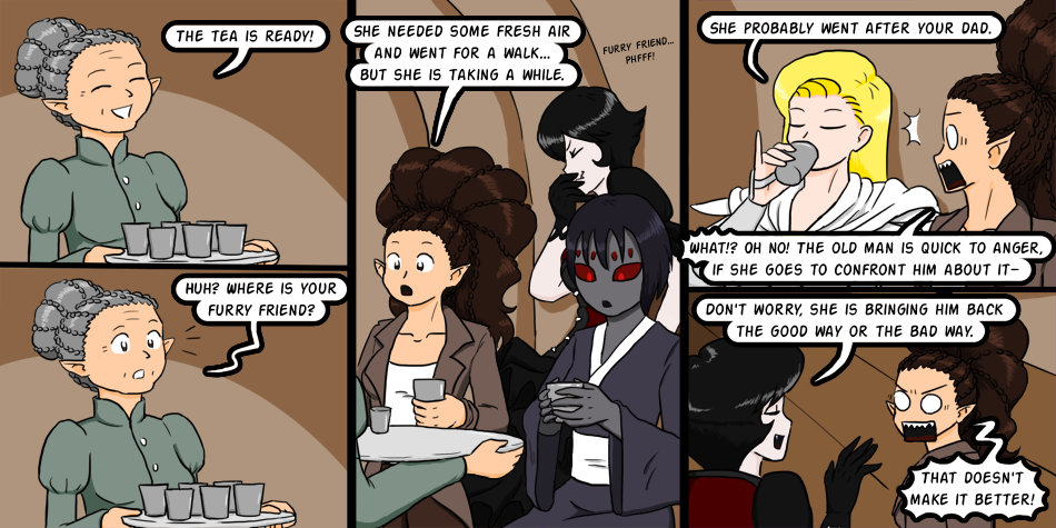 Breadfinder - Episode 143, Page 1: 143-Not her cup of tea