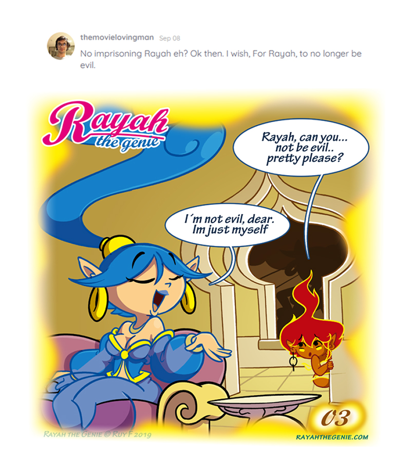 Rayah the Genie - Episode 105, Page 1: Ifrit pleads 03