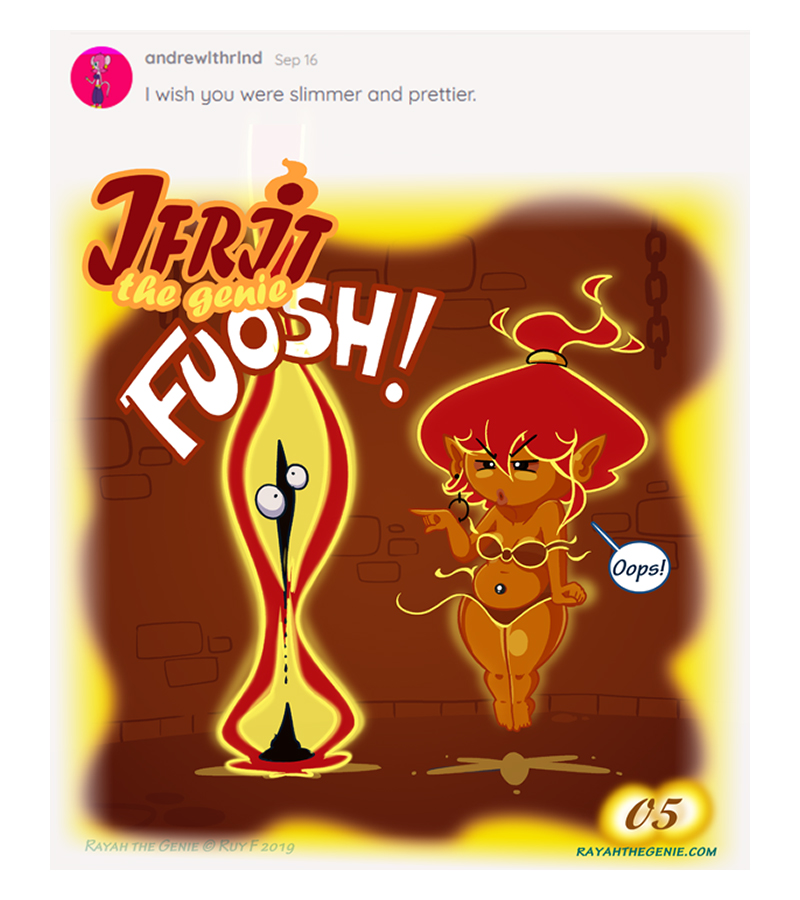 Rayah the Genie - Episode 107, Page 1: Ifrit pleads 05