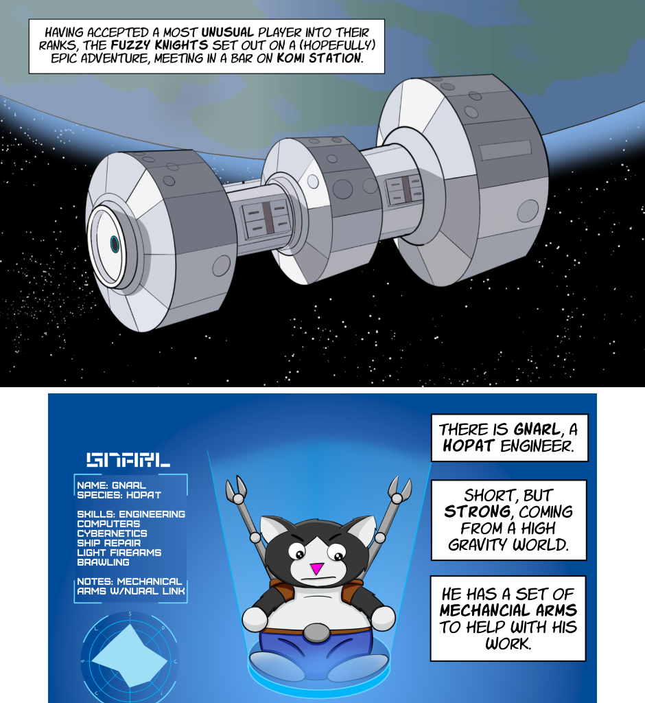 Fuzzy Knights - Episode 8, Page 1: Episode 7: You All Meet At A Bar...