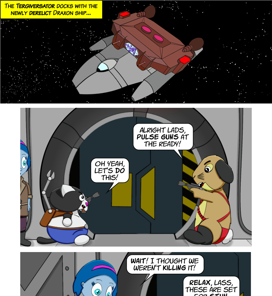 Fuzzy Knights - Episode 13, Page 1: Episode 12: And The Roc Cried Out, No Hiding Place