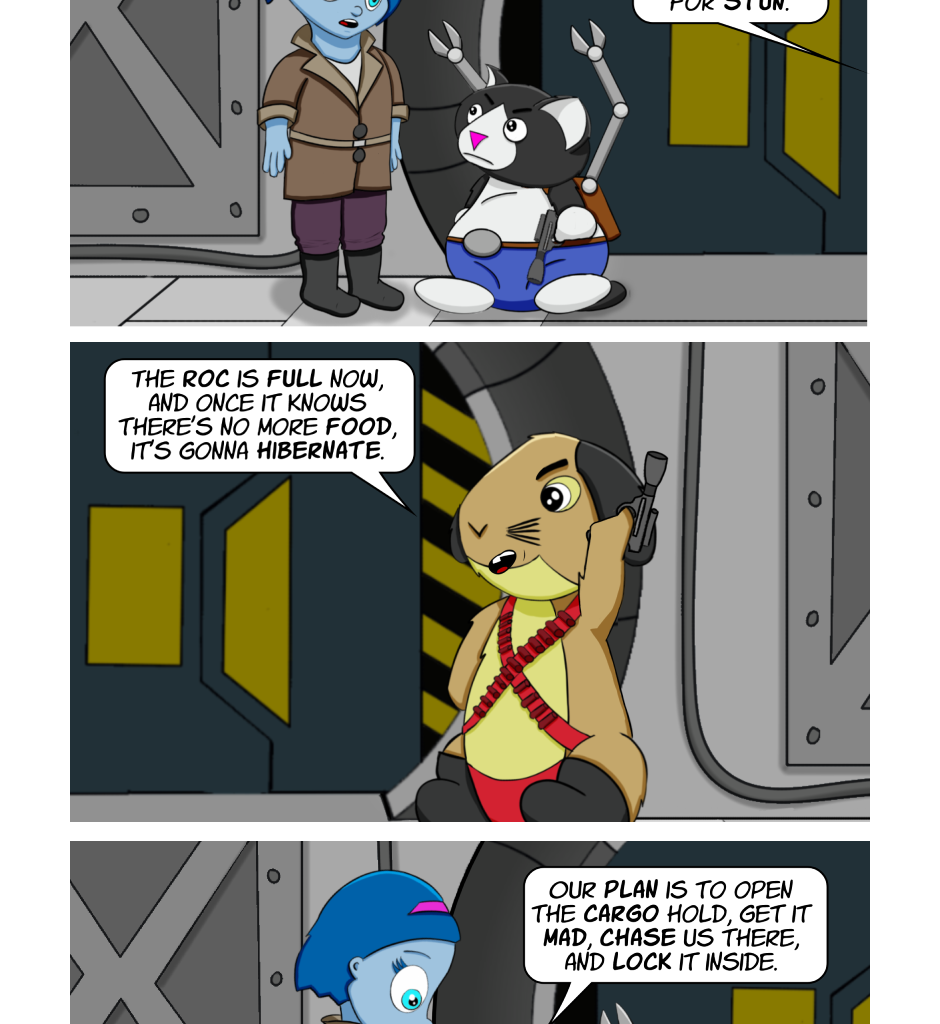 Fuzzy Knights - Episode 13, Page 1: Episode 12: And The Roc Cried Out, No Hiding Place