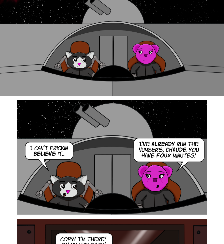 Fuzzy Knights - Episode 39, Page 1: Episode 38: Evacuate? In Our Moment of Triumph?