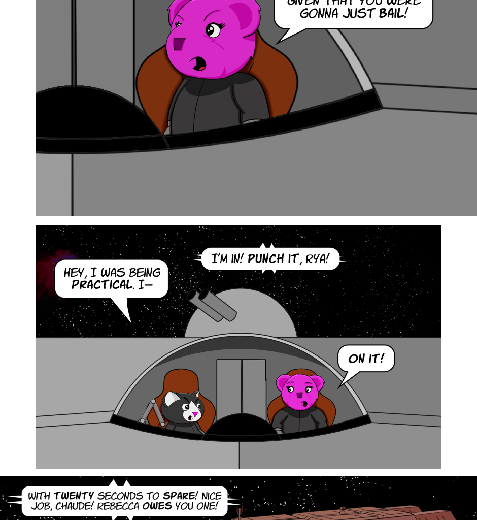 Fuzzy Knights - Episode 39, Page 1: Episode 38: Evacuate? In Our Moment of Triumph?