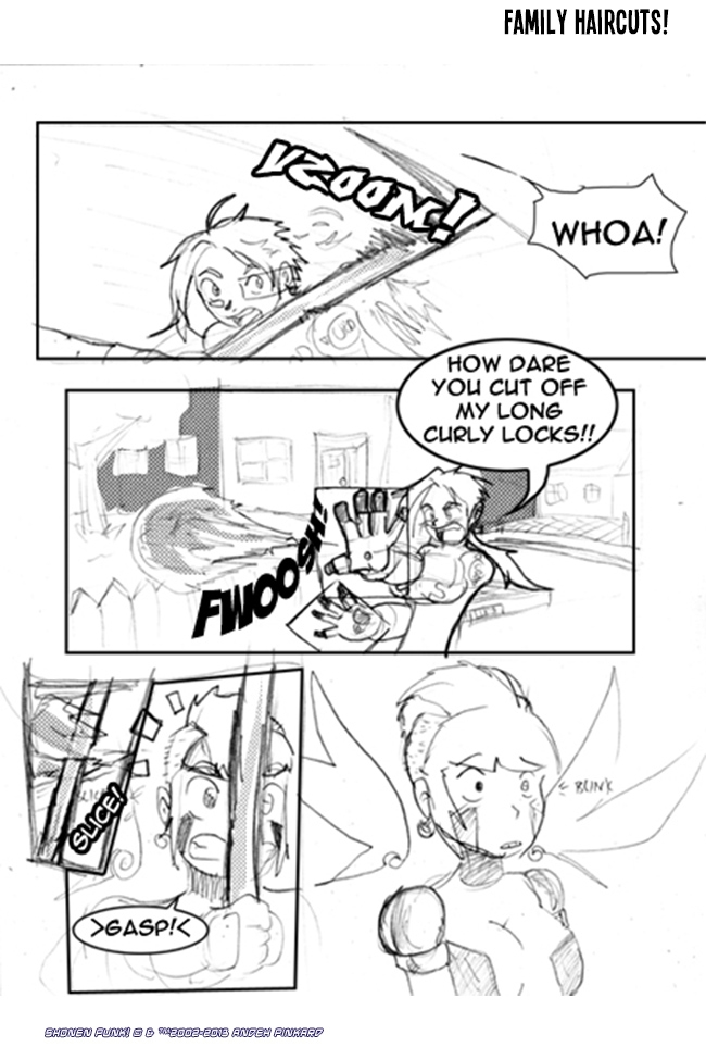 Shonen Punk! - Episode 86, Page 1: 084 Family haircuts