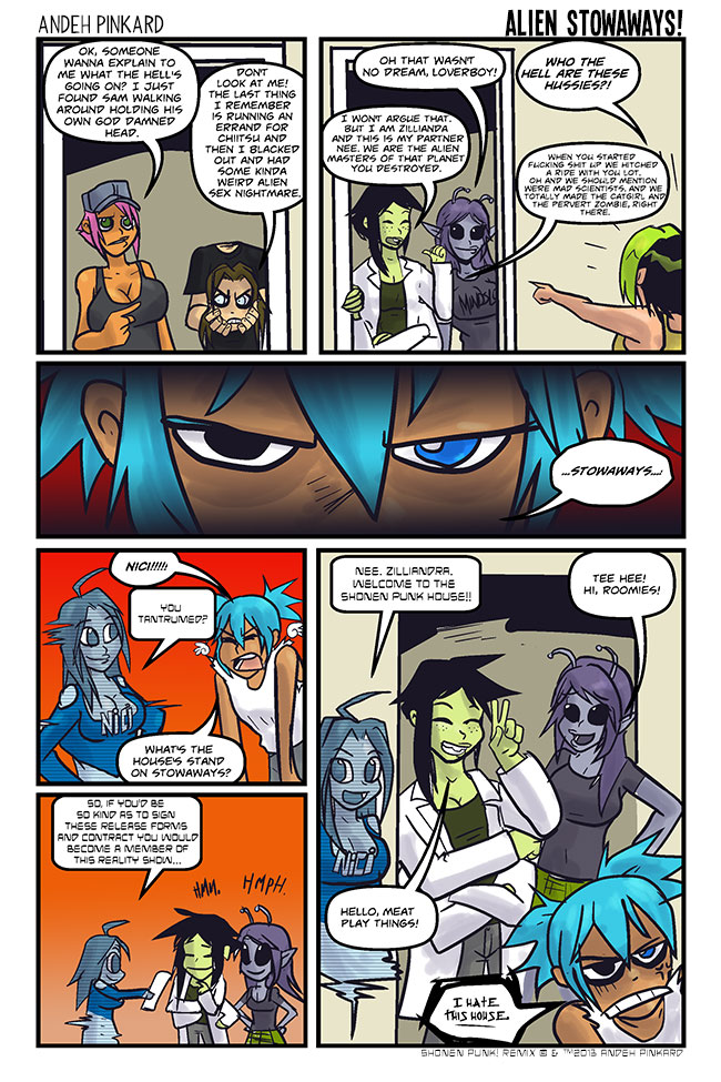 Shonen Punk! - Episode 746, Page 1: 729 alien stowaways!