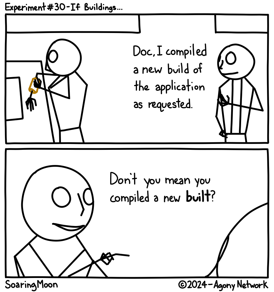 Agony Network - Episode 30, Page 1: Experiment #30 - If Buildings...