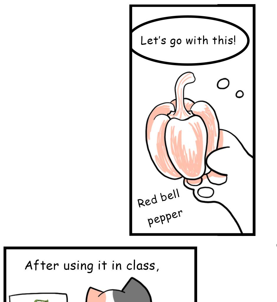 Mikesaka Art Class (◆Episodes are about art methods.) - Episode 10, Page 2: Troublesome Bell Peppers