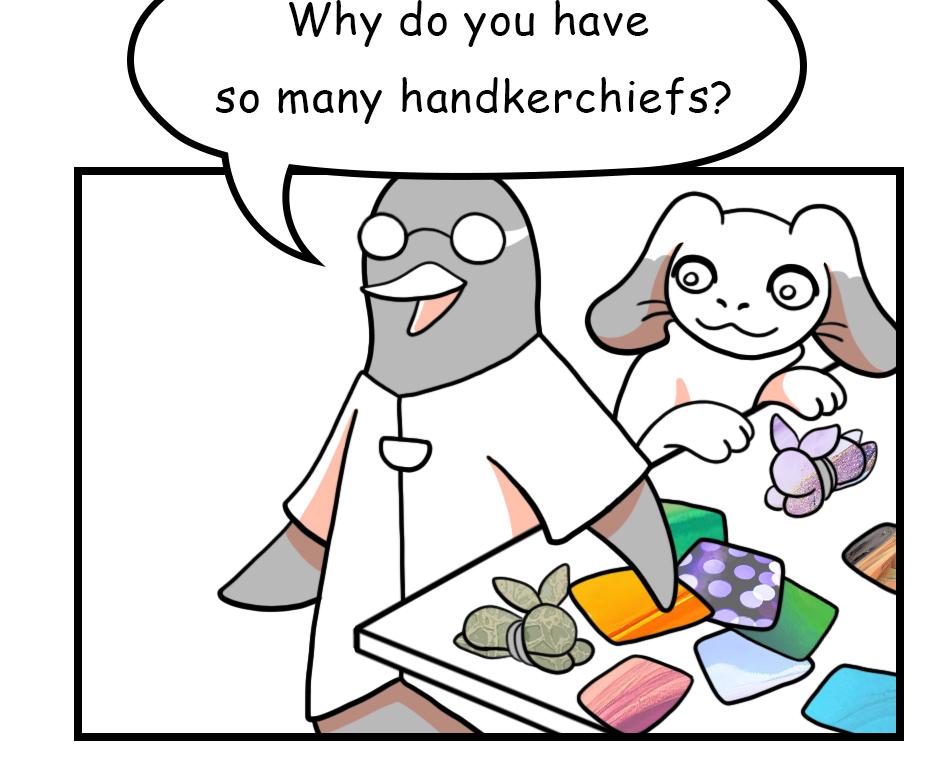 Mikesaka Art Class (◆Episodes are about art methods.) - Episode 49, Page 6: 39. Rabbit Handkerchief(2/2)