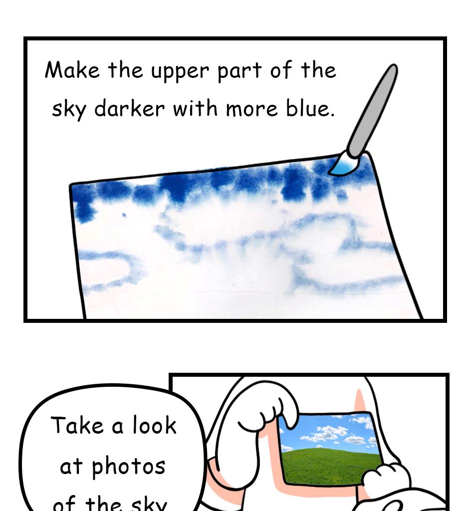 Mikesaka Art Class (◆Episodes are about art methods.) - Episode 81, Page 7: 64. ◆How to Paint the Sky(Watercolor)(1/3)