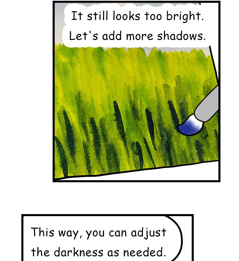 Mikesaka Art Class (◆Episodes are about art methods.) - Episode 84, Page 9: 65. ◆How to Paint the Meadow(Watercolor)