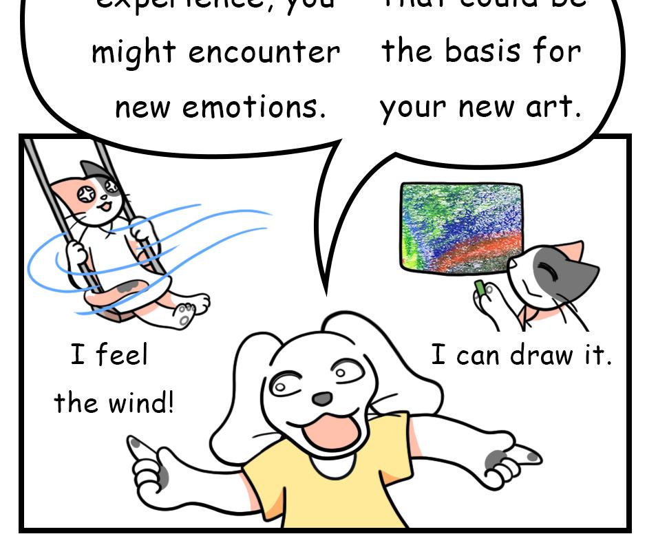 Mikesaka Art Class (◆Episodes are about art methods.) - Episode 94, Page 7: 73. Come Play with Me(1/3)