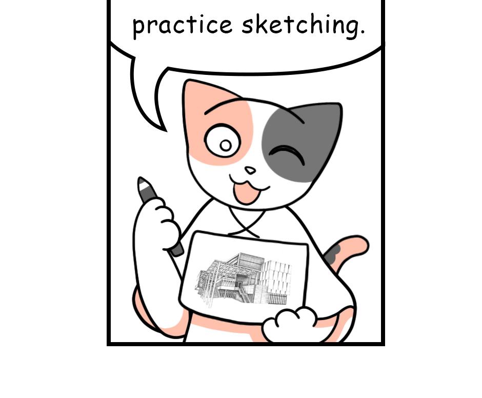 Mikesaka Art Class (◆Episodes are about art methods.) - Episode 100, Page 11: 76. ◆Drawings of buildings with Distorted Perspective