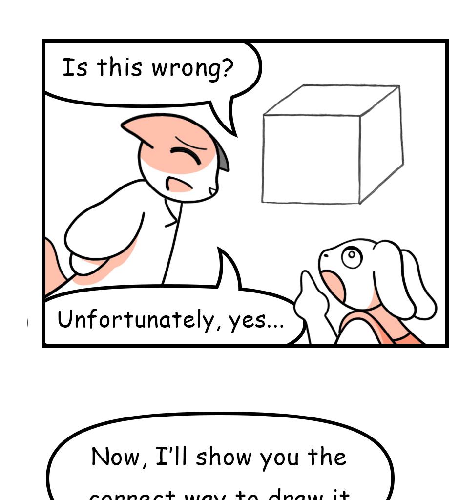 Mikesaka Art Class (◆Episodes are about art methods.) - Episode 101, Page 4: 77. ◆How to Draw the Outline of a Cube