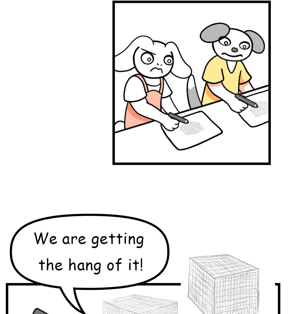 Mikesaka Art Class (◆Episodes are about art methods.) - Episode 106, Page 5: 82. ◆How to Draw the Faces of a Cube