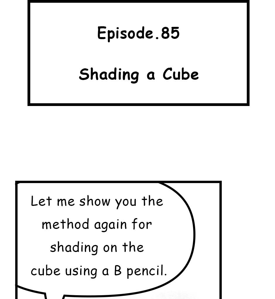 Mikesaka Art Class (◆Episodes are about art methods.) - Episode 109, Page 1: 85. ◆Shading a Cube