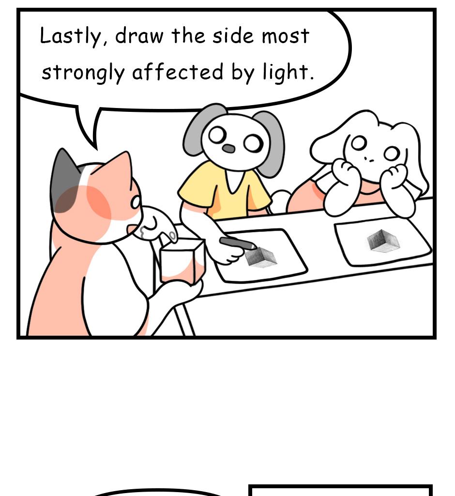 Mikesaka Art Class (◆Episodes are about art methods.) - Episode 109, Page 7: 85. ◆Shading a Cube