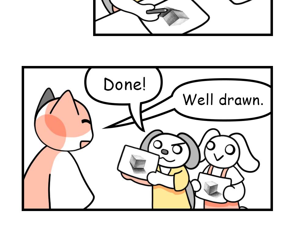 Mikesaka Art Class (◆Episodes are about art methods.) - Episode 110, Page 4: 86. ◆The Shadow of a Cube