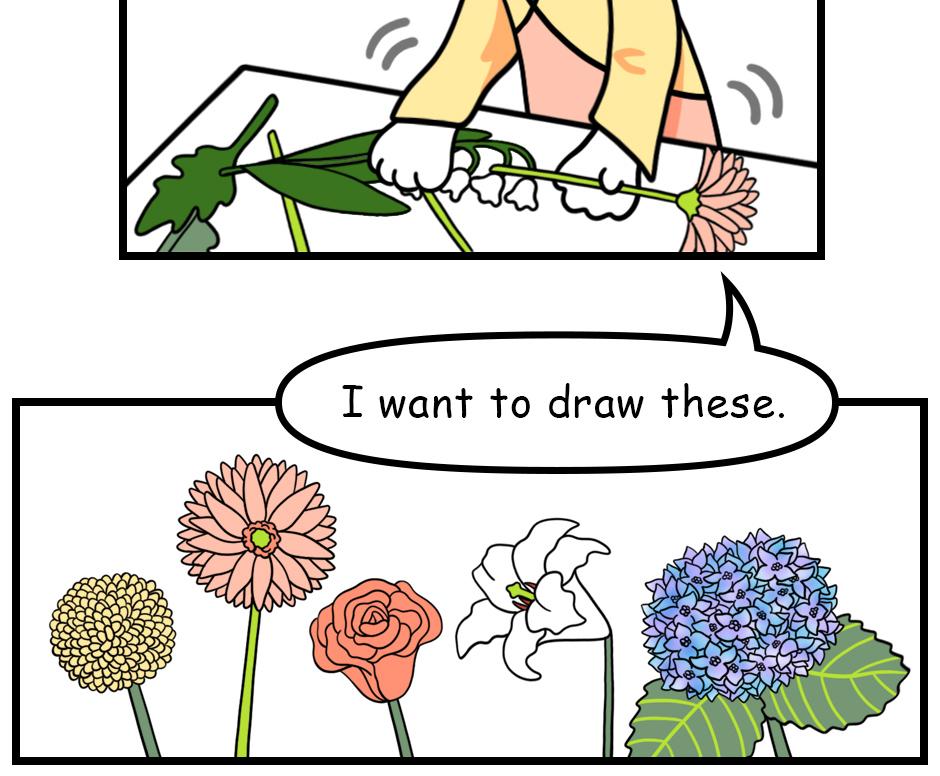 Mikesaka Art Class (◆Episodes are about art methods.) - Episode 140, Page 2:  109. ◆Sketching a Gerbera