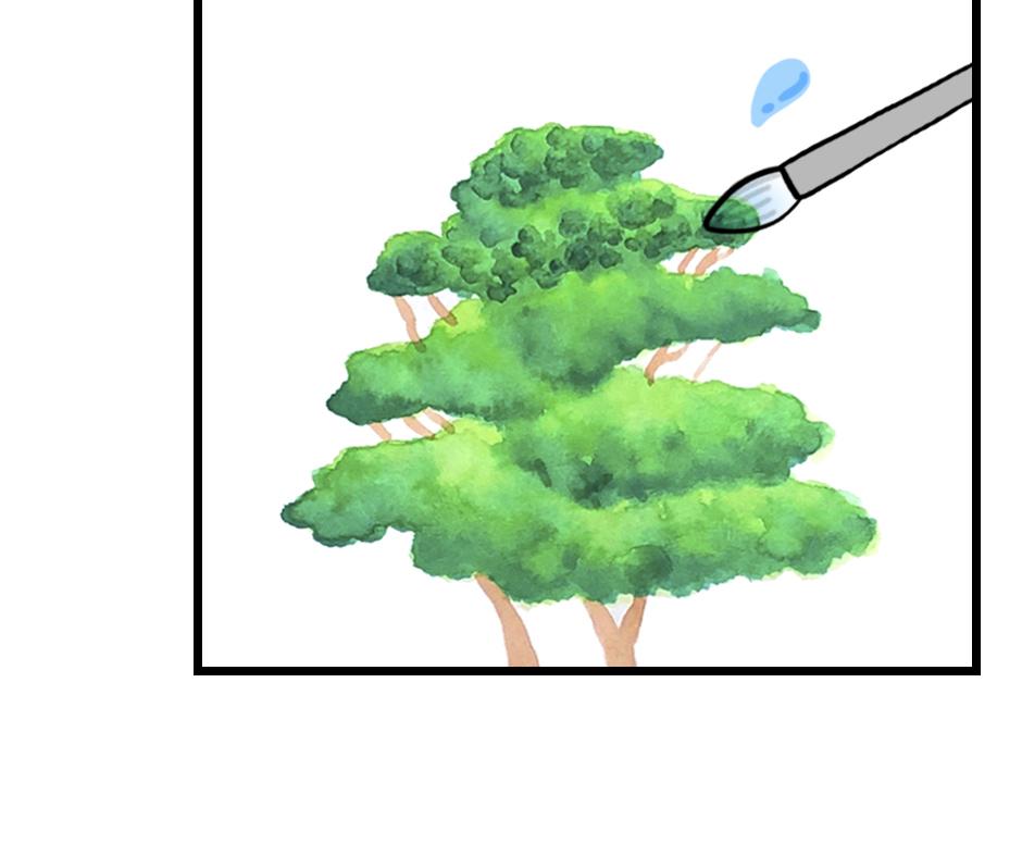 Mikesaka Art Class (◆Episodes are about art methods.) - Episode 161, Page 4: 128. ◆Painting Forest Leaves in Detail