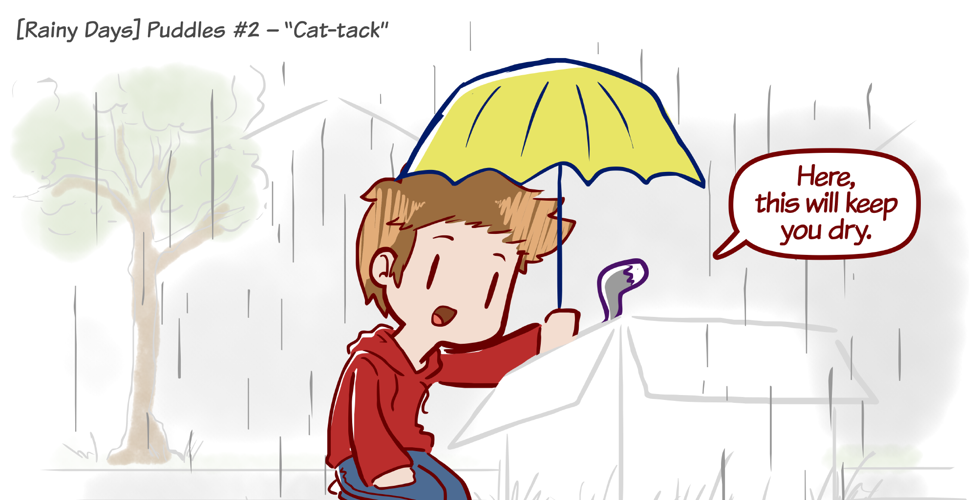 Rainy Days - Episode 8, Page 1: Puddles #2 – "Cat-tack"
