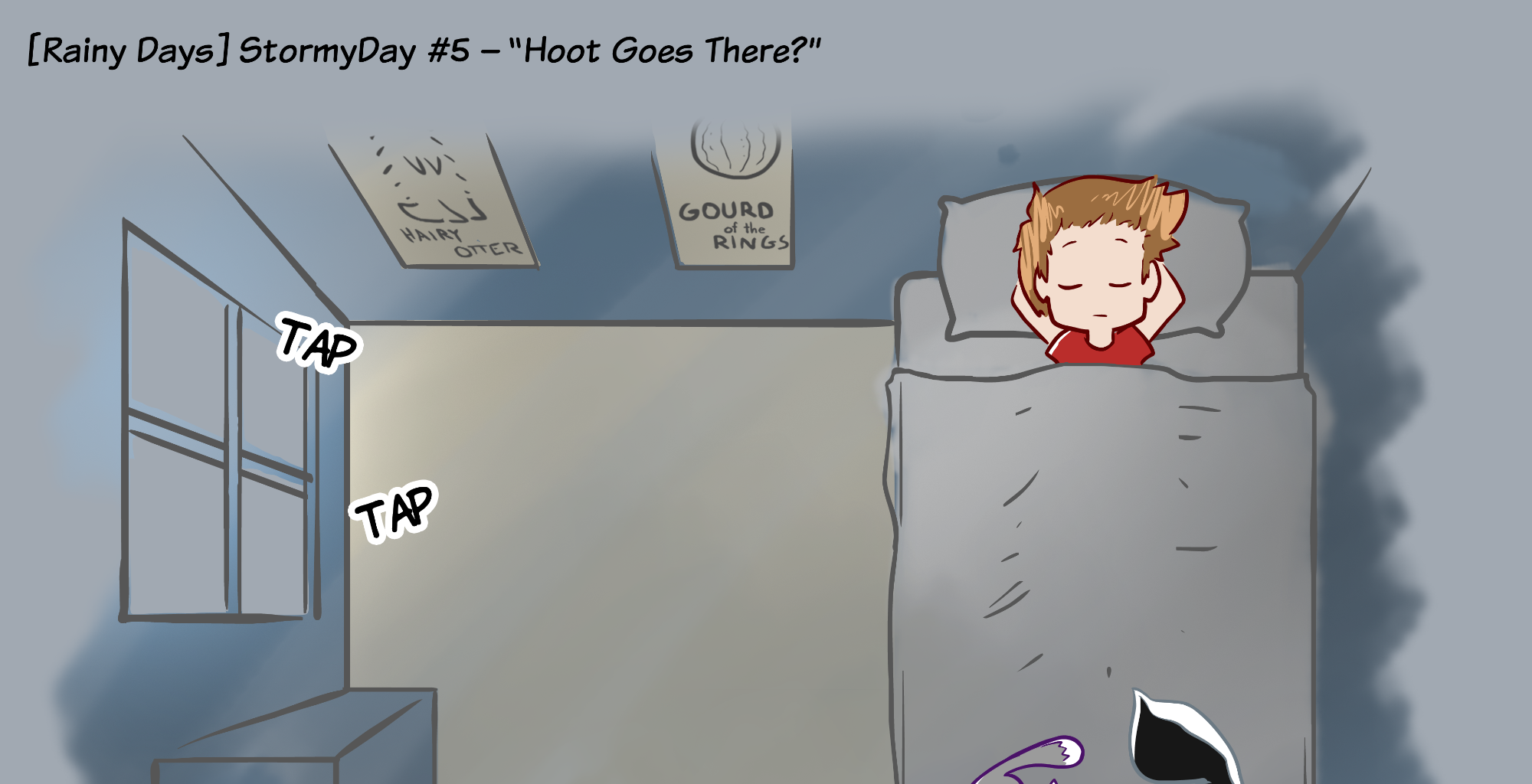 Rainy Days - Episode 26, Page 1: StormyDay #5 - "Hoot goes there