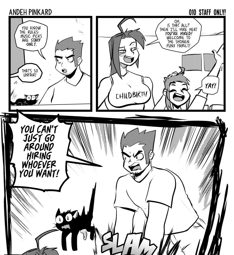 Shonen Punx! - Episode 10, Page 1: 010 staff only!