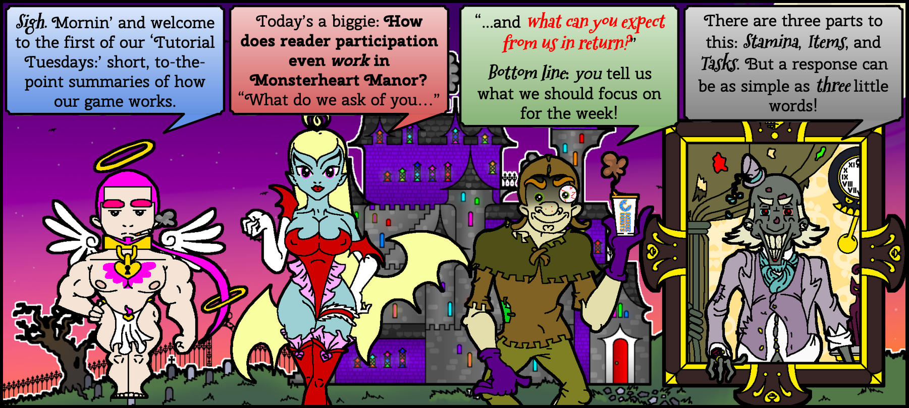 Monsterheart Manor - Episode 9, Page 1: Tutorial Tuesday #1: The Basics