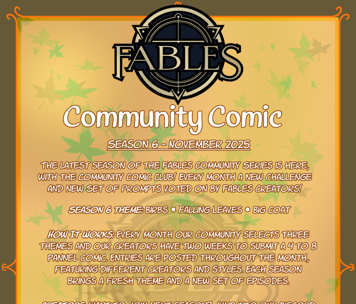 Fables Community Comic Club - Episode 14, Page 1: S6 - Schedule