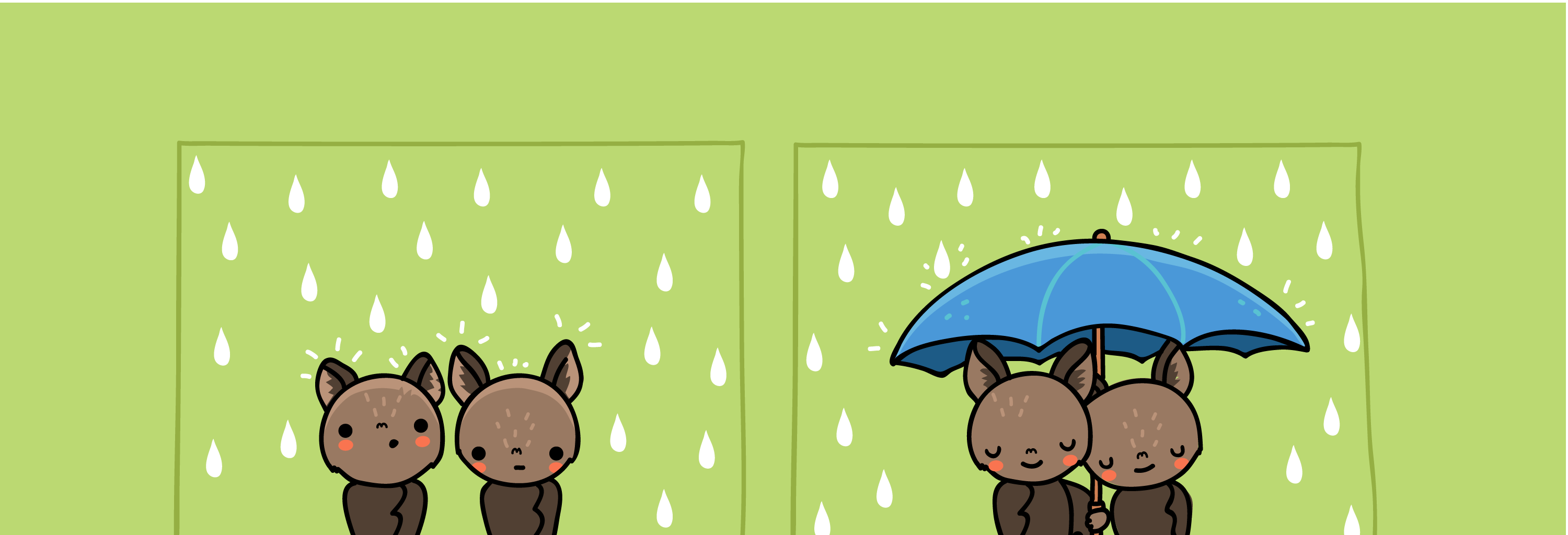 Wawawiwa Comics - Episode 11, Page 1: bat umbrella sprinkler
