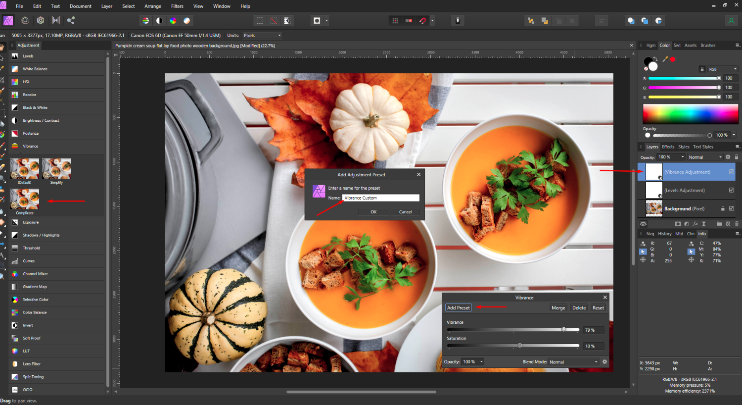 How to Create Presets in Affinity Photo 14