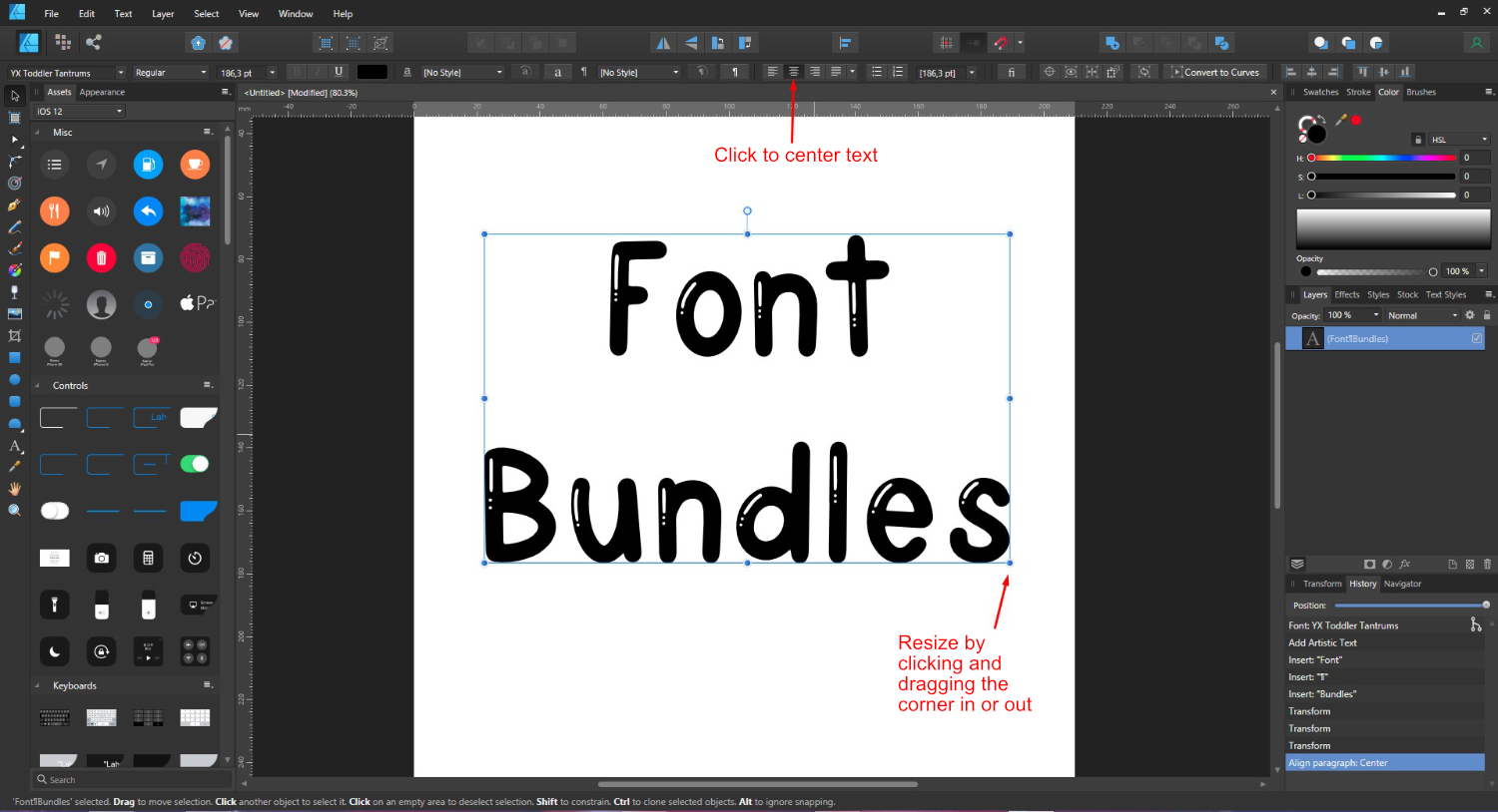 Using Fonts in Affinity Designer 5