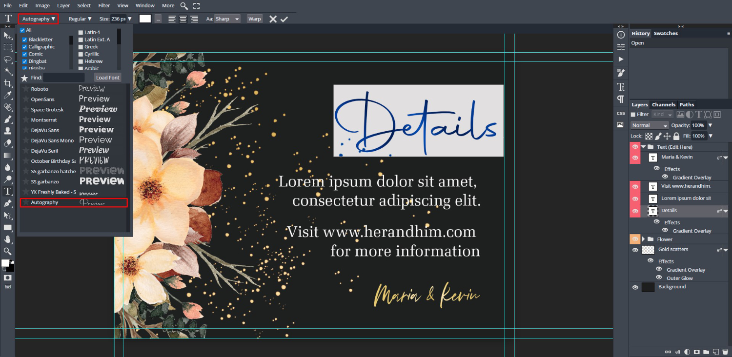 How to Edit a PSD Wedding Invite in DesignScape 9