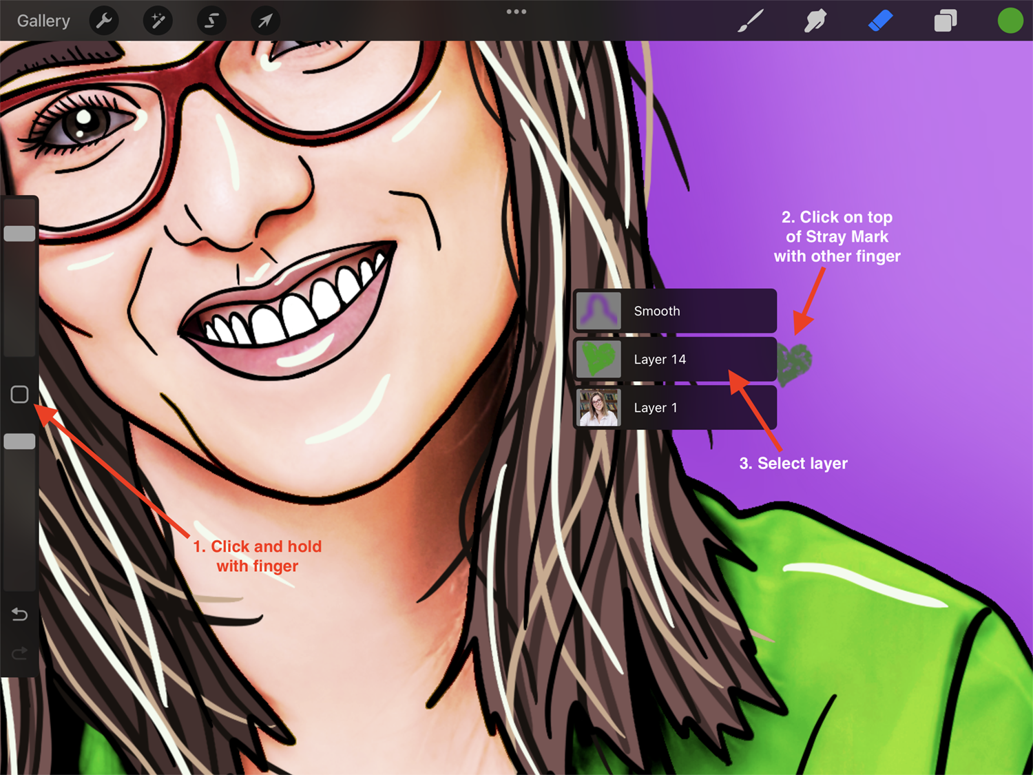 How to Find Which Layer a Stray Mark is on in Procreate 5