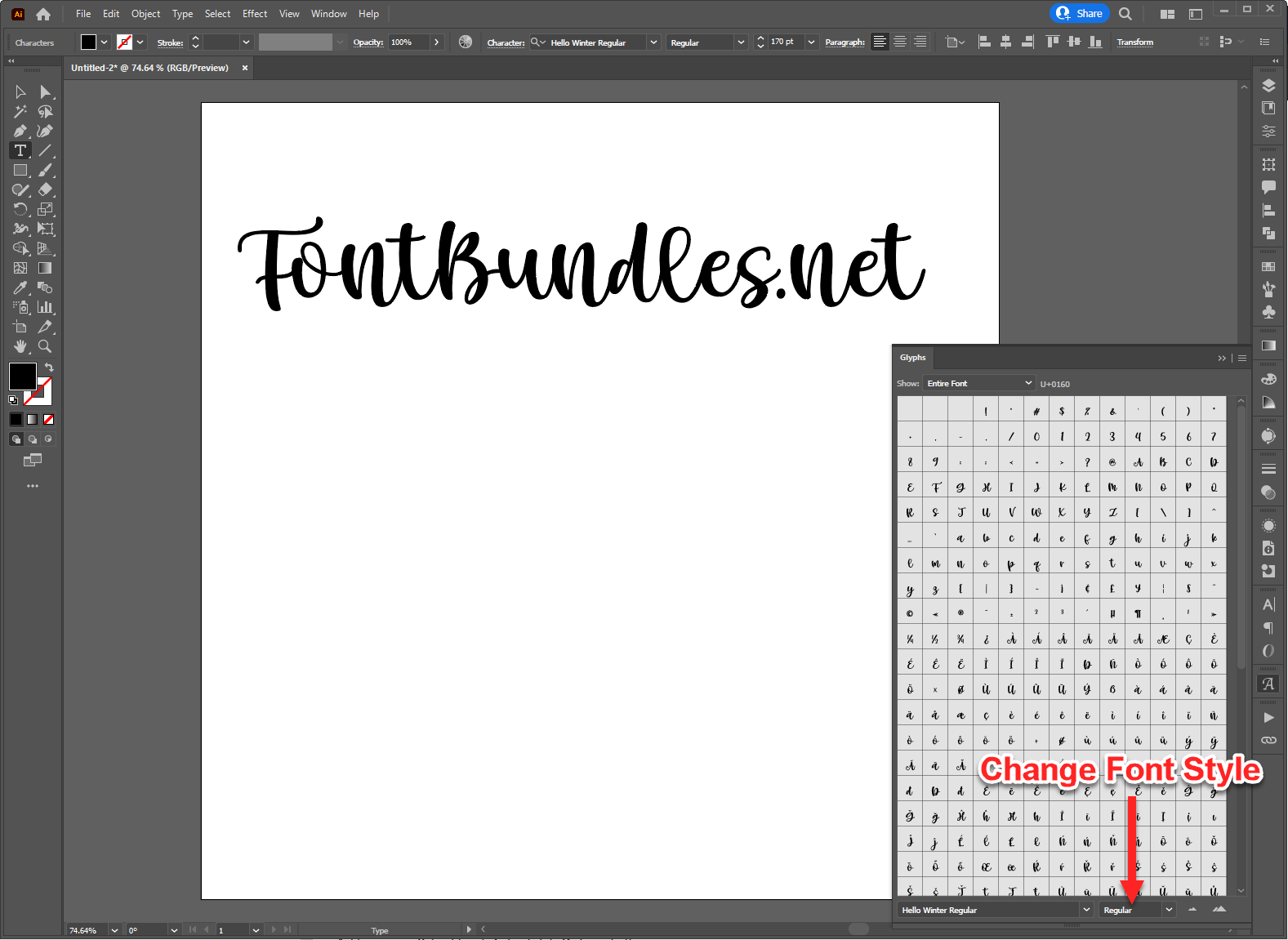 How to use Glyphs in Adobe Illustrator 11